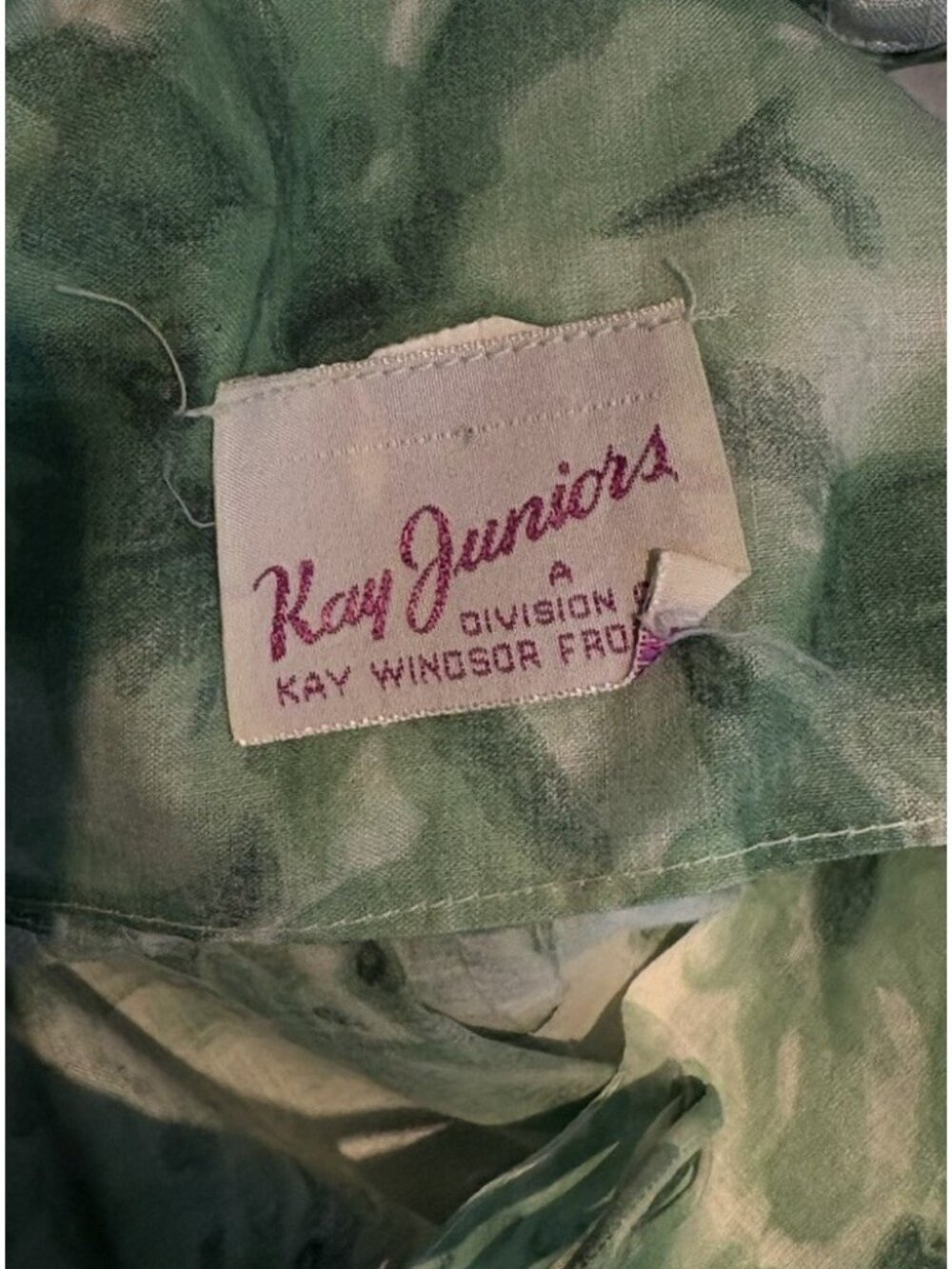 Vintage 1950s Womens XXS/00 Green Floral Belted Fit n Flare Dress Kay Juniors - Picture 13 of 14